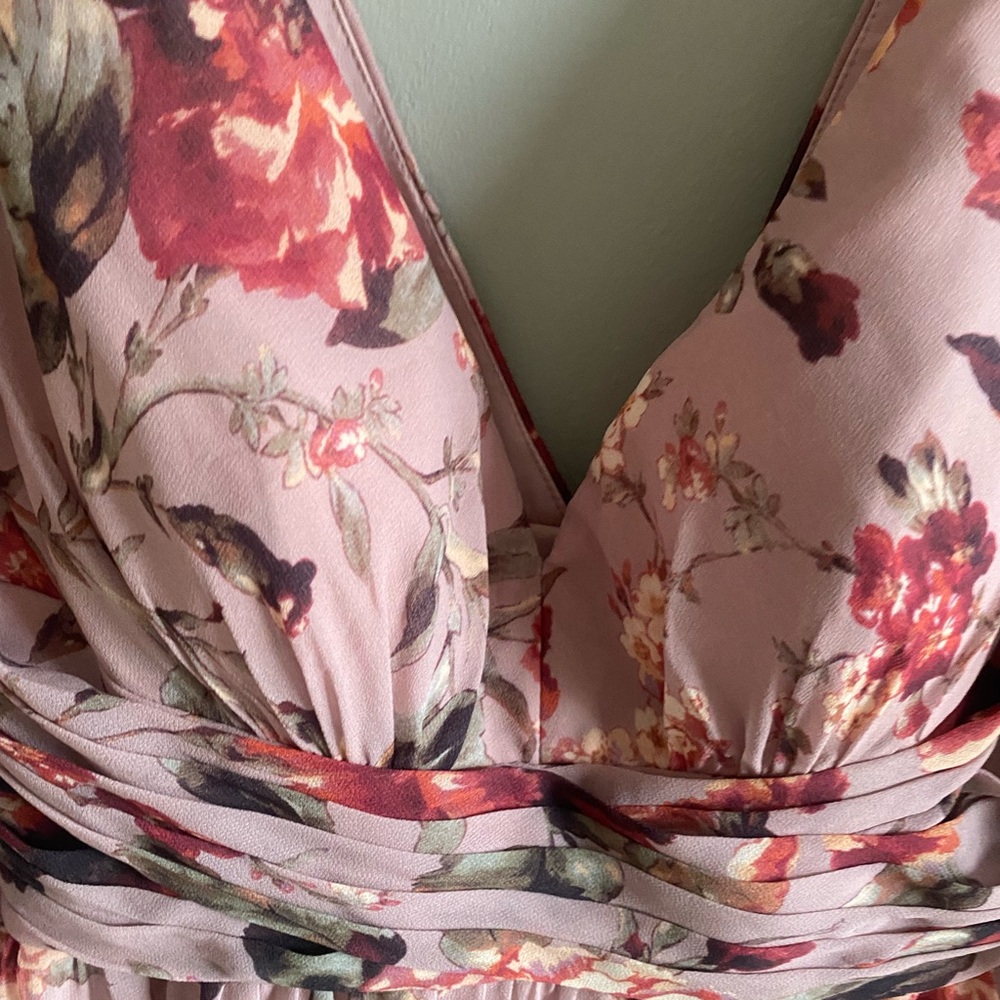 NWT Azazie Atelier Stevie Dress Women 8 Floral Mauve Multi Romantic Long Sleeves - Picture 3 of 14